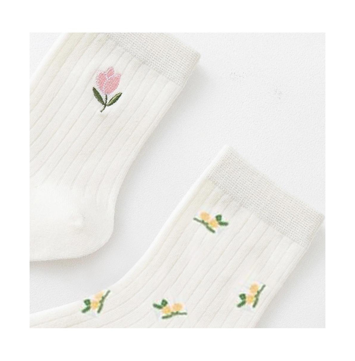 Stems Floral Print Three Pack socks