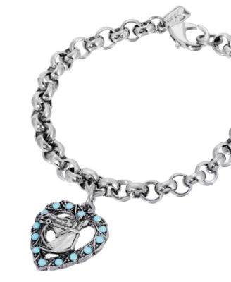 Crystal Turquoise Horse Head Heart Shaped Bracelet