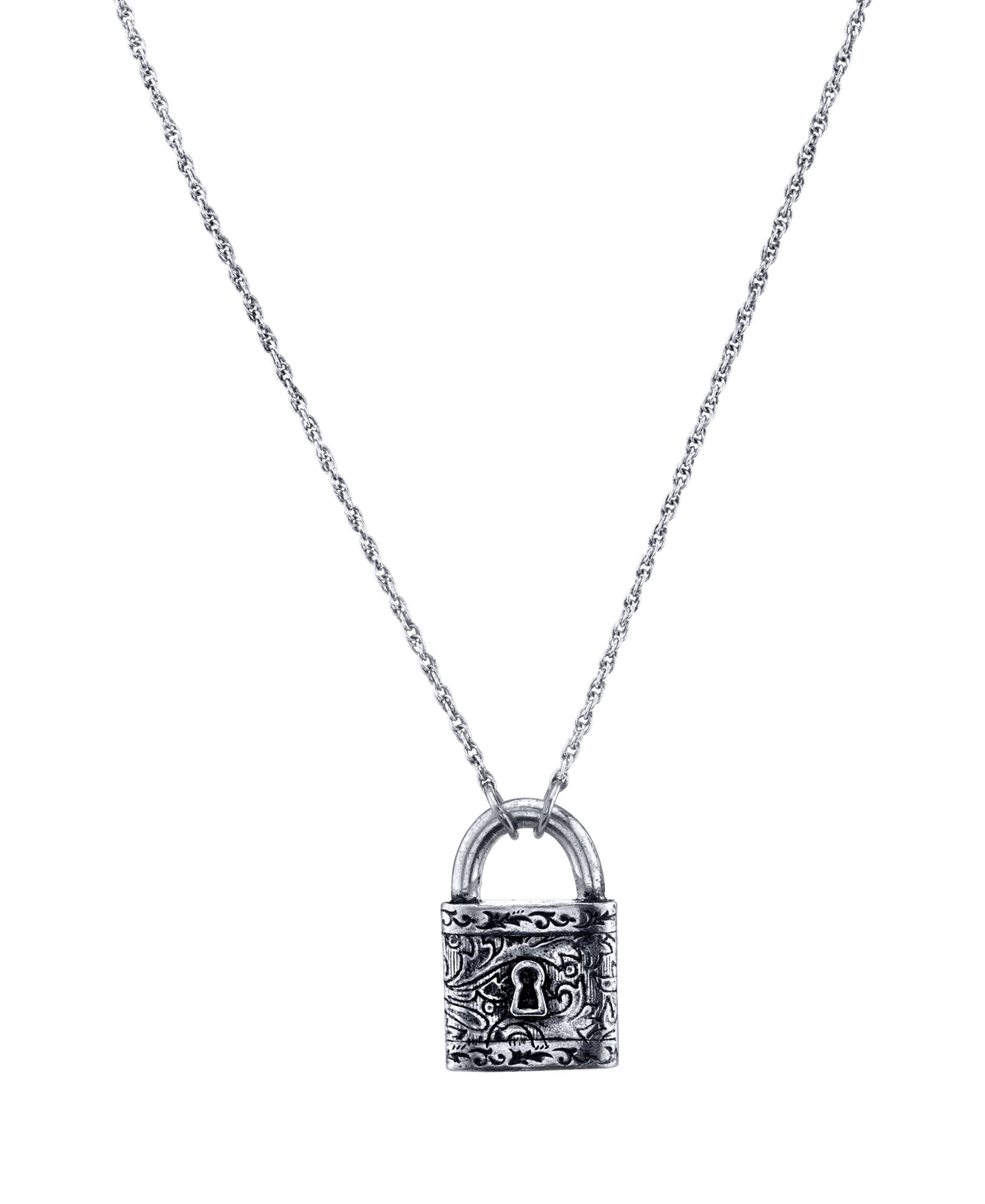 2028 Silver-tone Lock Pendant Necklace In Gray