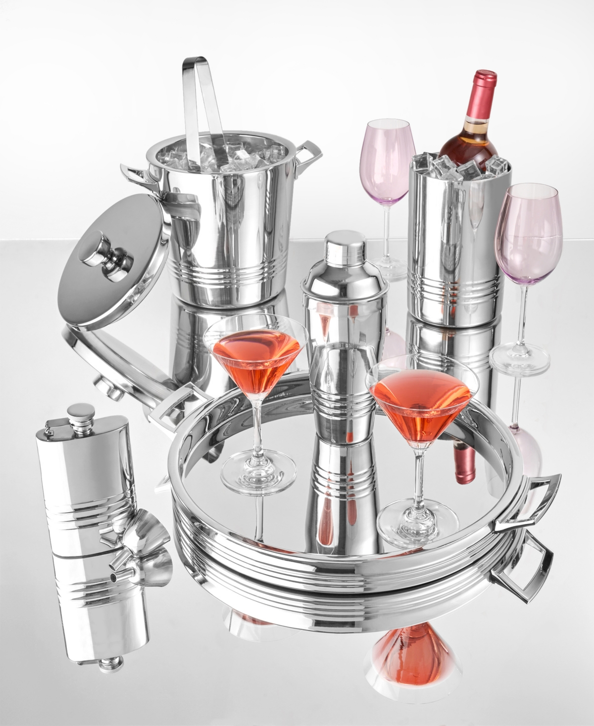 Godinger Signature Collection By  Double Wall Stainless Steel Flask With Funnel In Silver