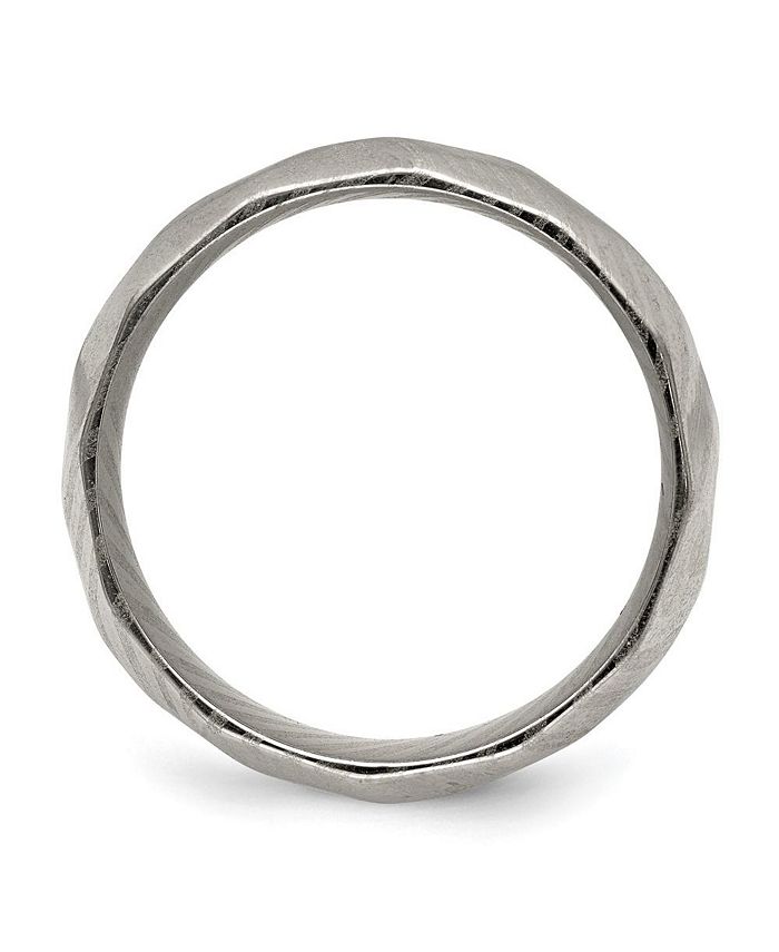 Chisel Damascus Steel Polished Faceted 7mm Band Ring Macy's