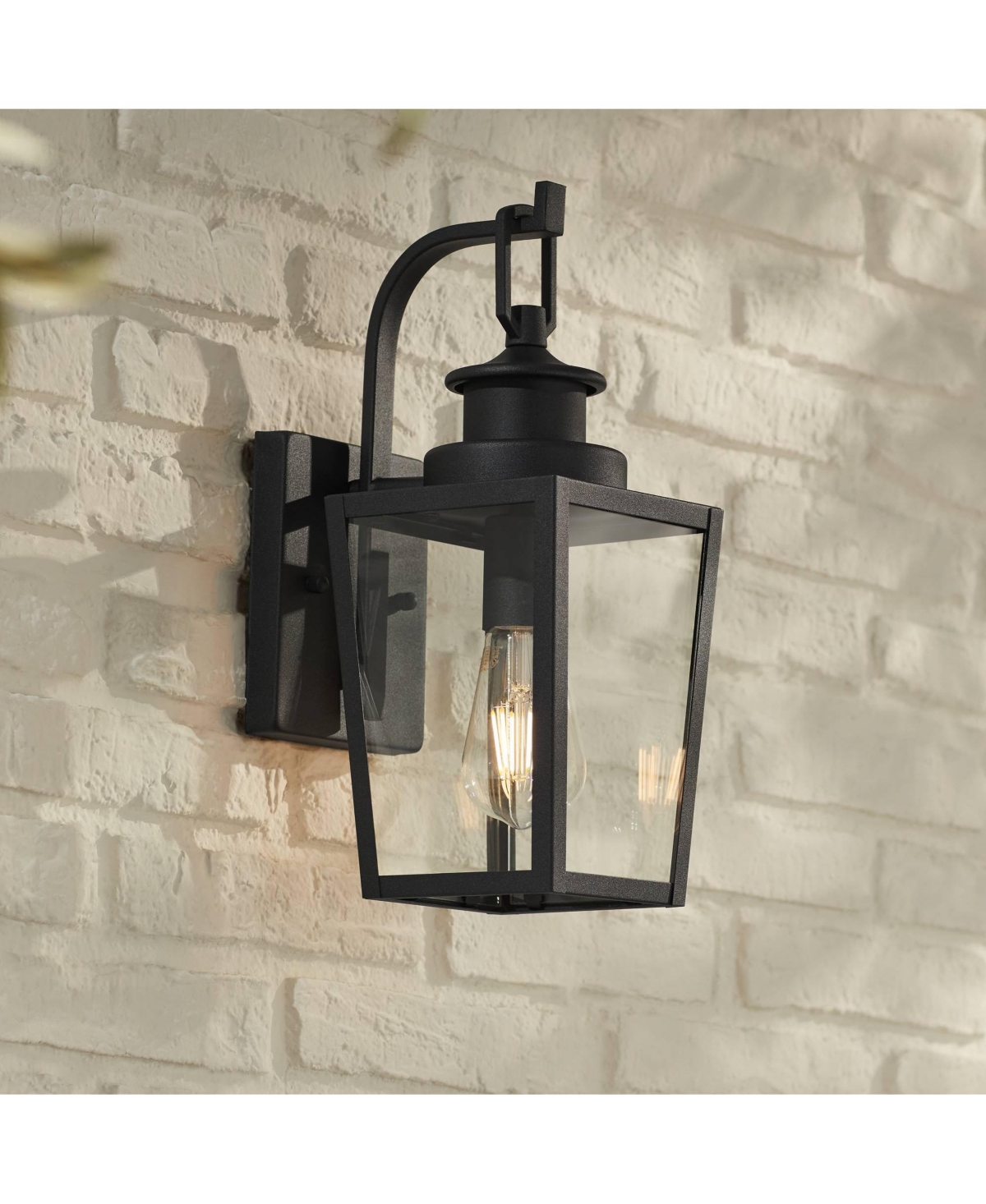 Ackerly 14" High Farmhouse Rustic Lantern Outdoor Wall Light Fixture Mount Porch House Exterior Outside Edison Bulb Weatherproof Textured Black Finish