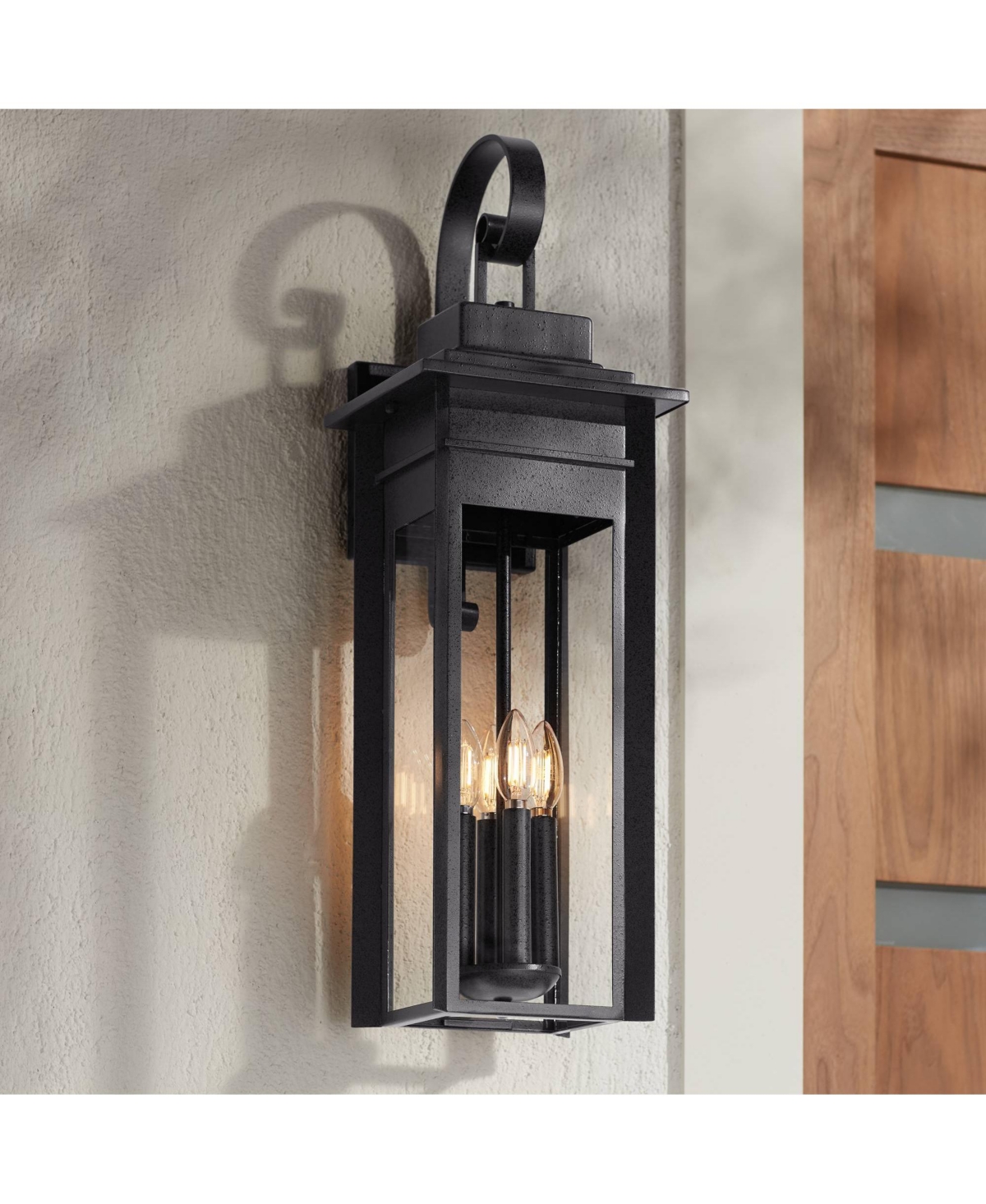 Bransford 28 1/4" High Farmhouse Rustic Outdoor Wall Light Fixture Mount Porch House Exterior Outside Lantern Scroll Weatherproof Black-Specked Gray M
