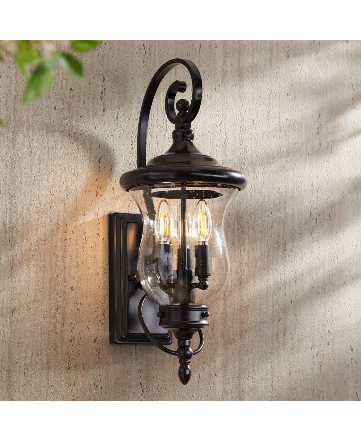 Carriage Traditional Outdoor Wall Light Fixture Led Bronze Brown 22" Clear Seedy Glass Shade Decor Exterior House Porch Patio Outside Deck Garage Yard