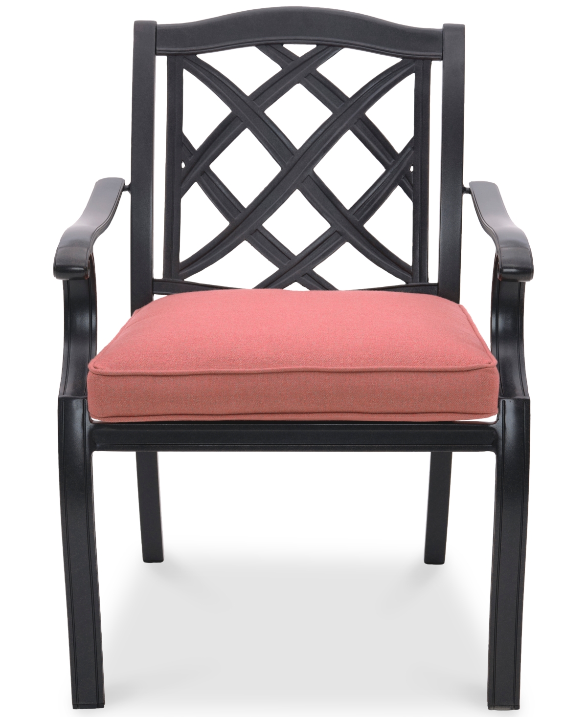 Agio Wythburn Mix And Match Lattice Outdoor Dining Chair In Peony Brick Red,pewter Finish