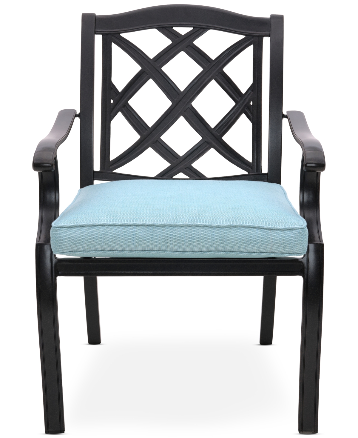 Agio Wythburn Mix And Match Lattice Outdoor Dining Chair In Spa Light Blue,pewter Finish