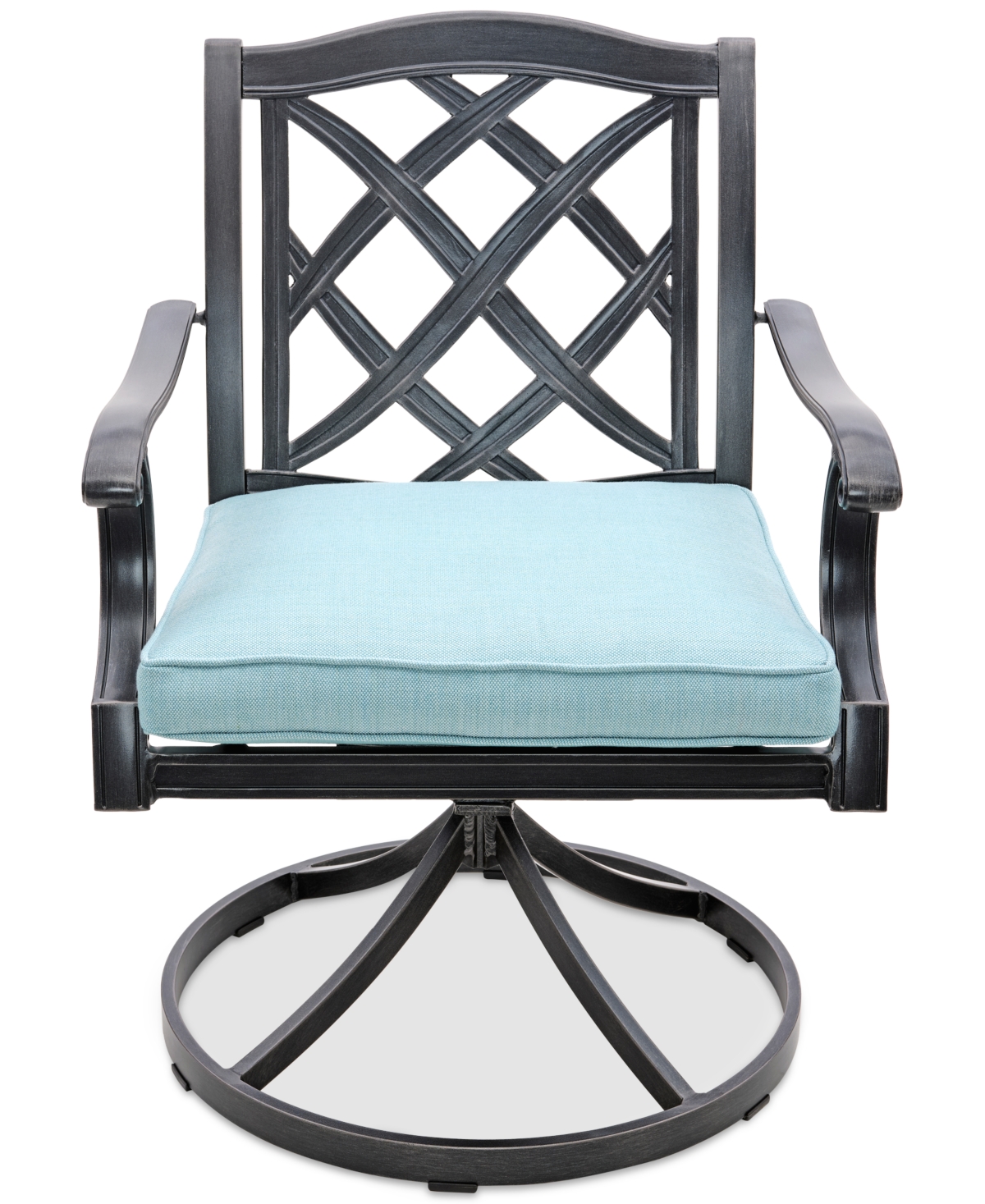 Agio Wythburn Mix And Match Lattice Outdoor Swivel Chair In Spa Light Blue,bronze Finish