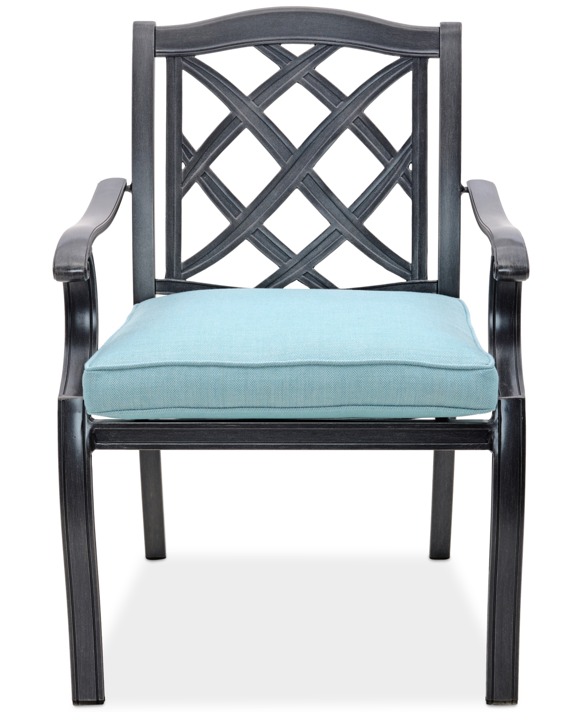Shop Agio Wythburn Mix And Match Lattice Outdoor Dining Chair In Spa Light Blue,pewter Finish