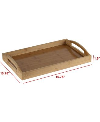Serving Tray Bamboo - Wooden Tray with Handles - Great for Dinner Trays, Tea Tray, Bar Tray, Breakfast Tray, or Any Food Tray - Good for Parties or Bed Tray