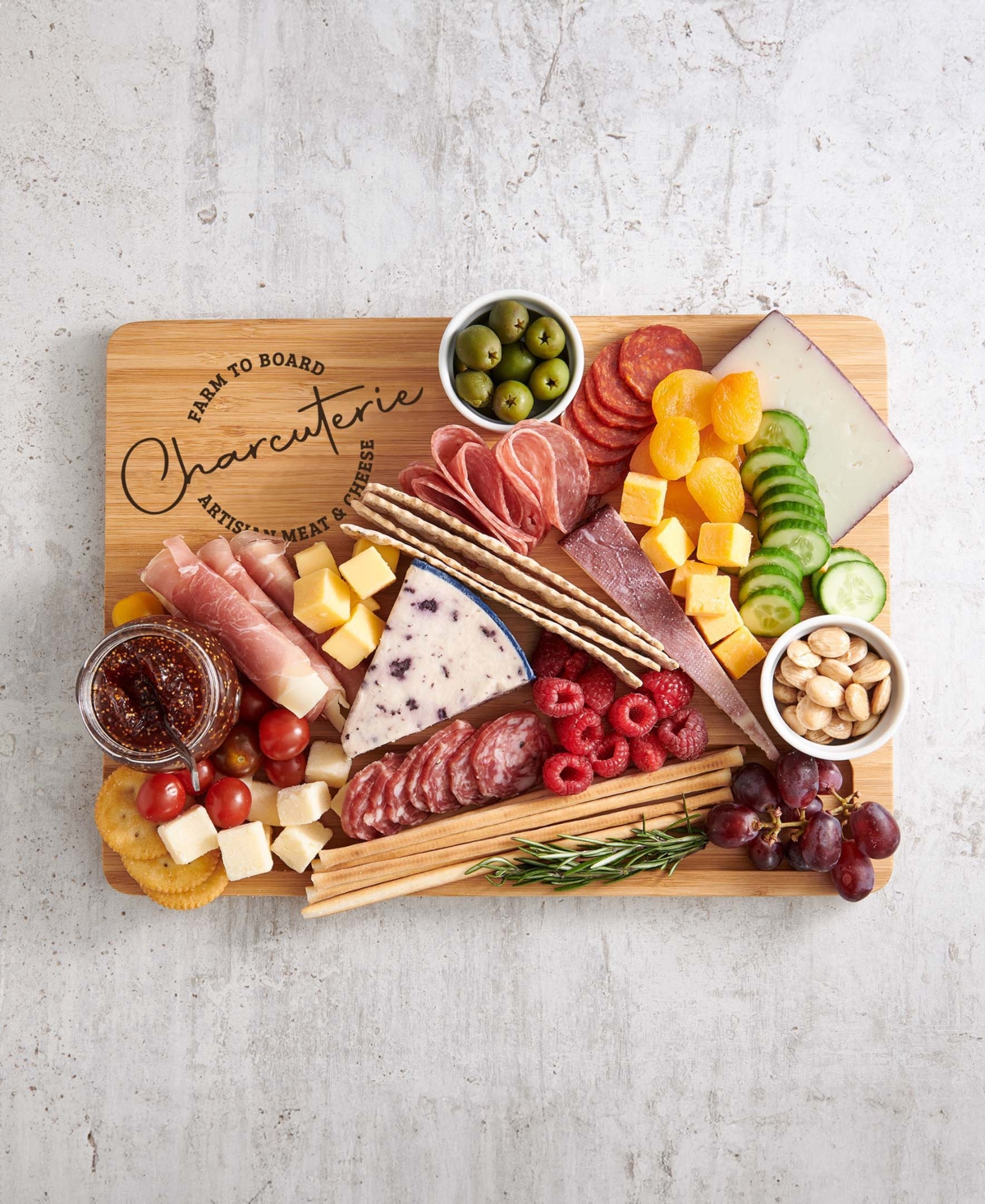 Hic Kitchen Maison Du Fromage 19-Piece Burnished Bamboo Charcuterie Rectangular Cheese Board and Tools Set