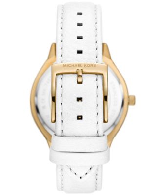 Women's Slim Runway Three-Hand White Leather Watch 38mm
