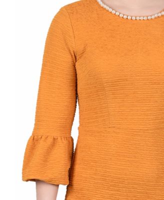 Women's 3/4 Length Imitation Pearl Detail Dress