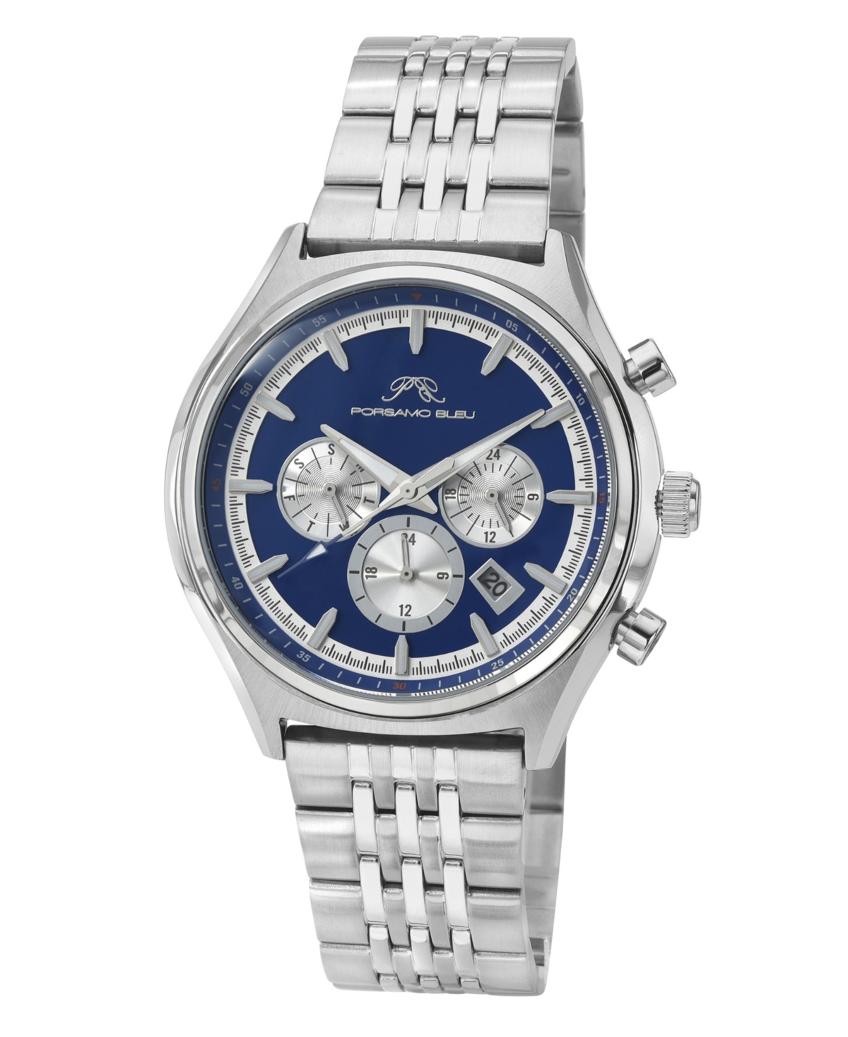 Charlie Stainless Steel Multifunction Silver Tone & Blue Men's Watch 1261BCHS - Silver
