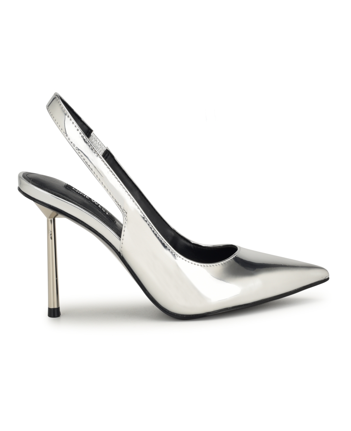 Nine West Women s Denaye Pointy Toe Stiletto Dress Pumps Silver Mirror Metallic Manmade Smart Closet