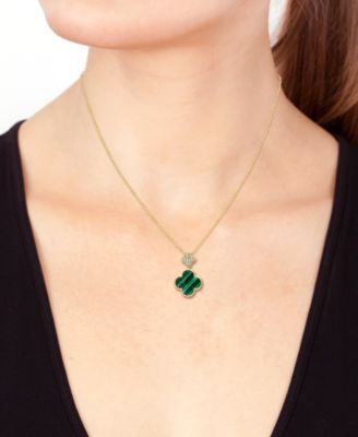 送税込【CRAFTD London】Malachite Clover Stone Pendant☆(2色) Malachite Clover Stone Pendant (Silver)