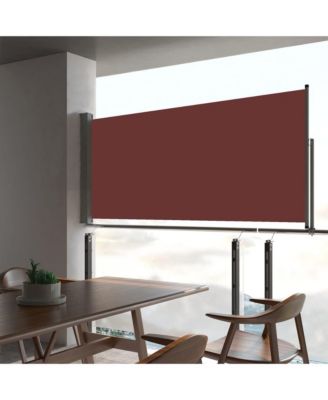Patio Retractable Side Awning 23.6"x118.1" Brown