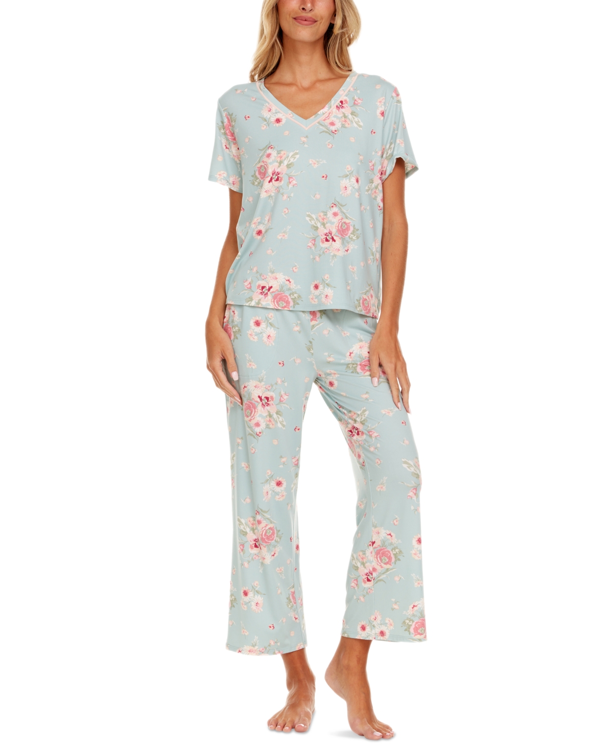 Women's 2-Pc. Nancy Printed Capri Pajamas Set - Lavender