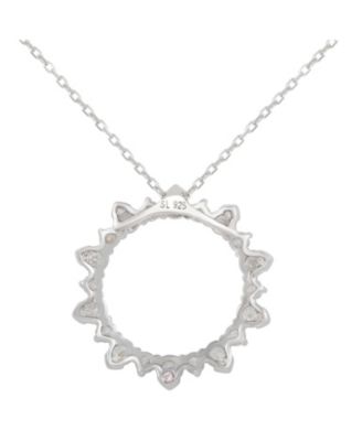 Suzy Levian Sterling Silver Cubic Zirconia Starburst Open Circle Pendant Necklace
