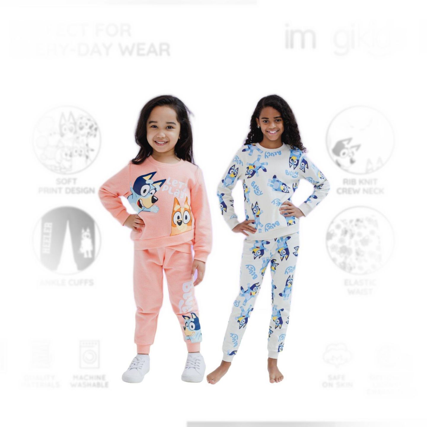 Комплект Bluey Fleece Sweatshirt and Jogger Pants Set Toddler Child для девочек, цвет: Слоновая кость — фото 7