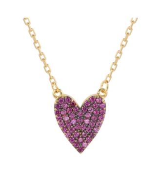 Suzy Levian Sterling Silver Cubic Zirconia Pave Solid Heart Necklace