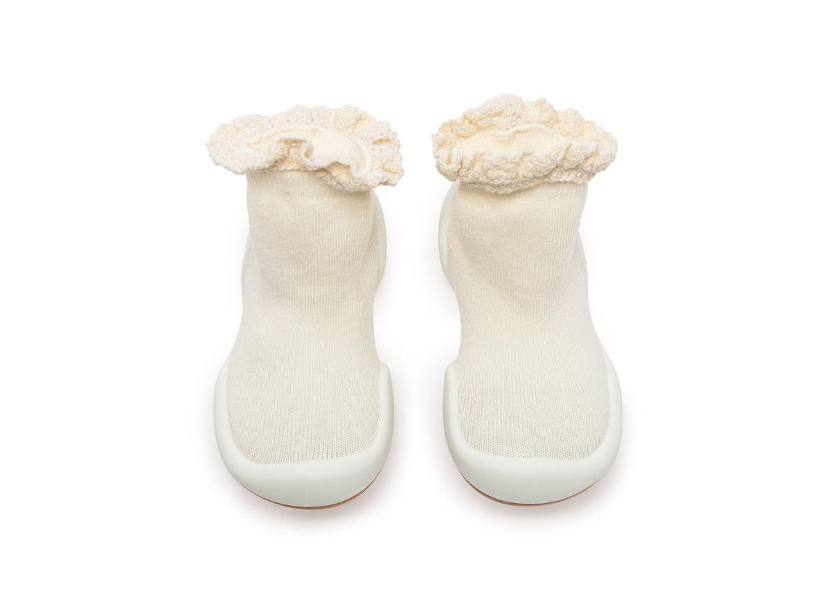 Детские Komuello Infant Girl Breathable Washable Non-Slip Sock Shoes Lace trim - Off White — фото 1