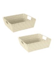 Vintiquewise Seagrass Shelf Storage Baskets with lining, Set of 3
