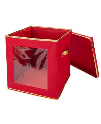 Simplify Polyester 27 Count Large Ornament Storage Box with See Through  Window, Red 