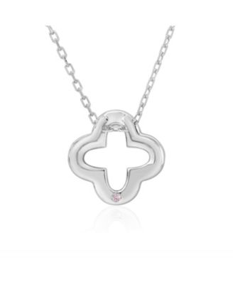 Suzy Levian Sterling Silver Cubic Zirconia Mini Clover Pendant Necklace
