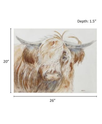 Windswept Hand Embellished Highland Bull Canvas Wall Art