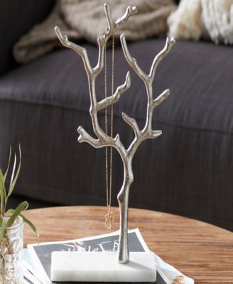 Real Marble Tree Jewelry Stand with Rectangular Base, 9&amp;quot; x 3&amp;quot; x 13&amp;quot;