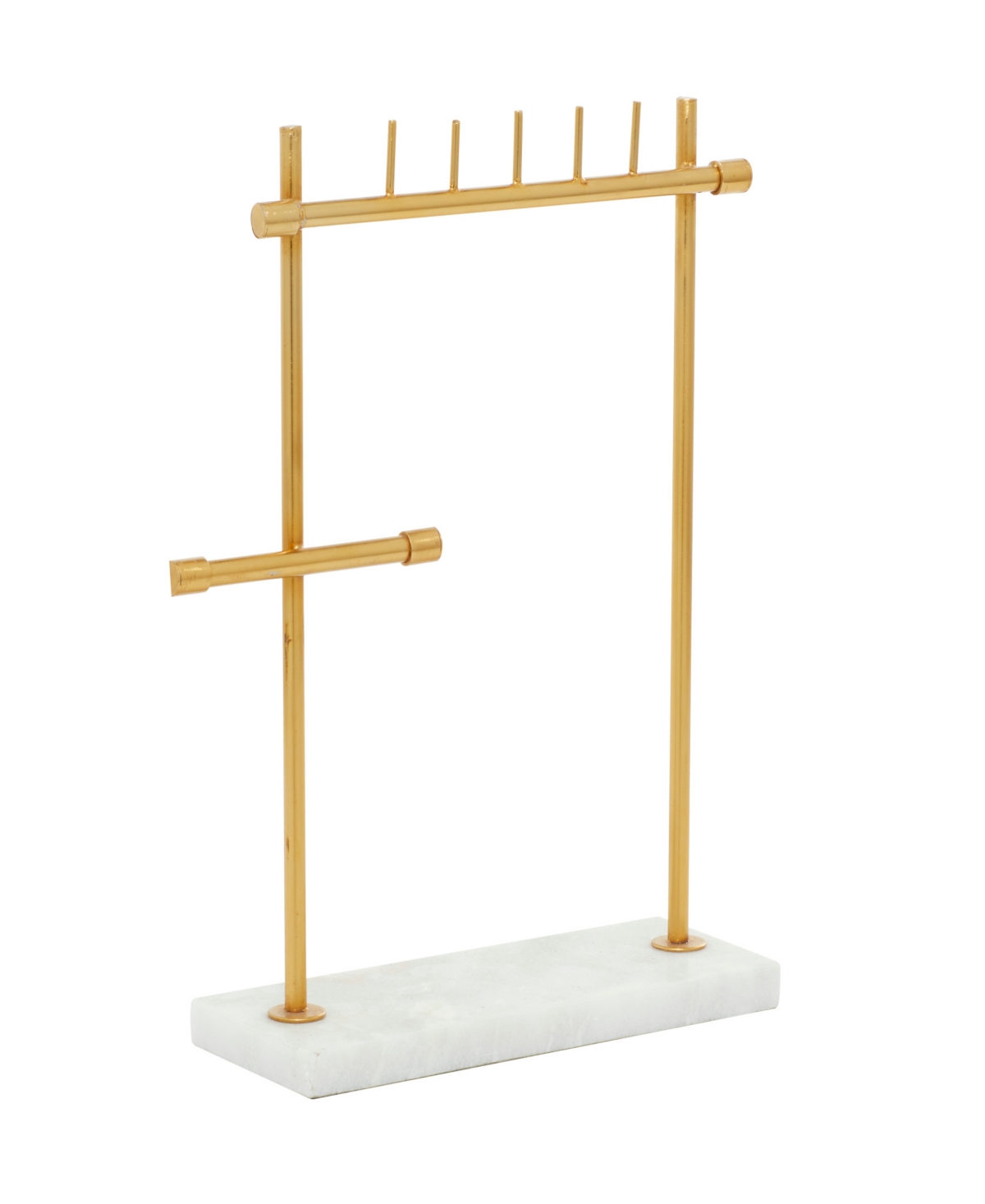 Real Marble Jewelry Stand with Rectangular Base, 12" x 4" x 13" - Gold