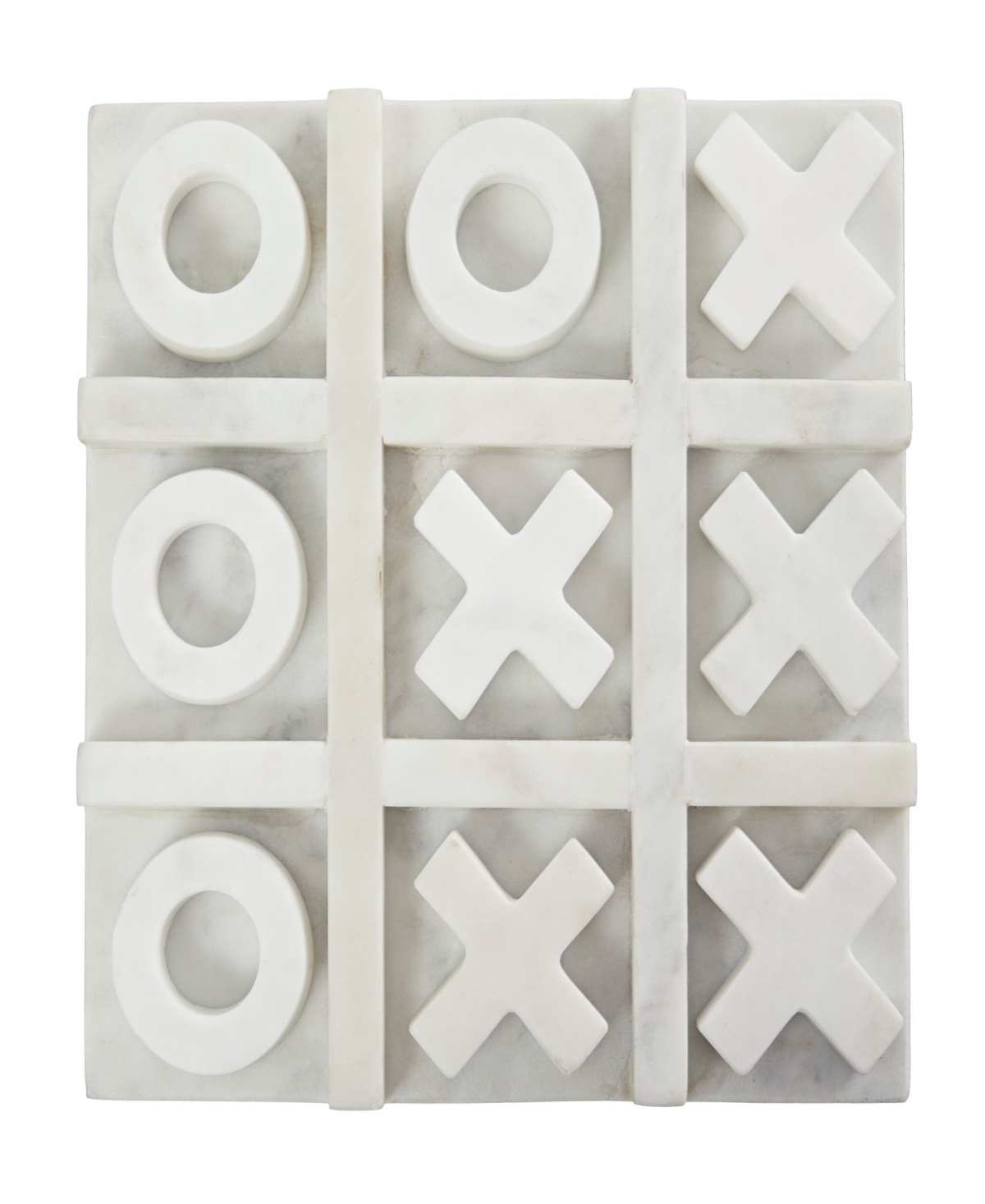 Rosemary Lane Real Marble Tic Tac Toe Game Set, 9" X 9" X 1" In White