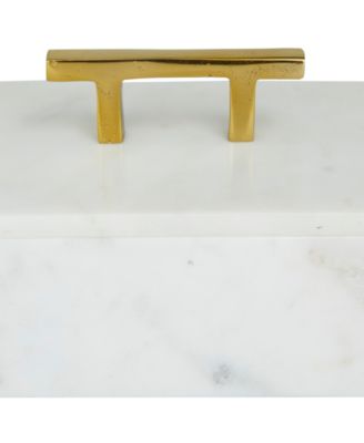 Real Marble Box with Gold-Tone Handle Set of 3 - 12", 10", 8" W