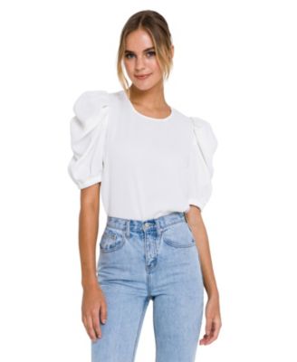 Women's Pleated Puff Sleeve Top