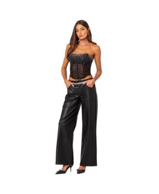 Women's Sheer rhinestone corset top