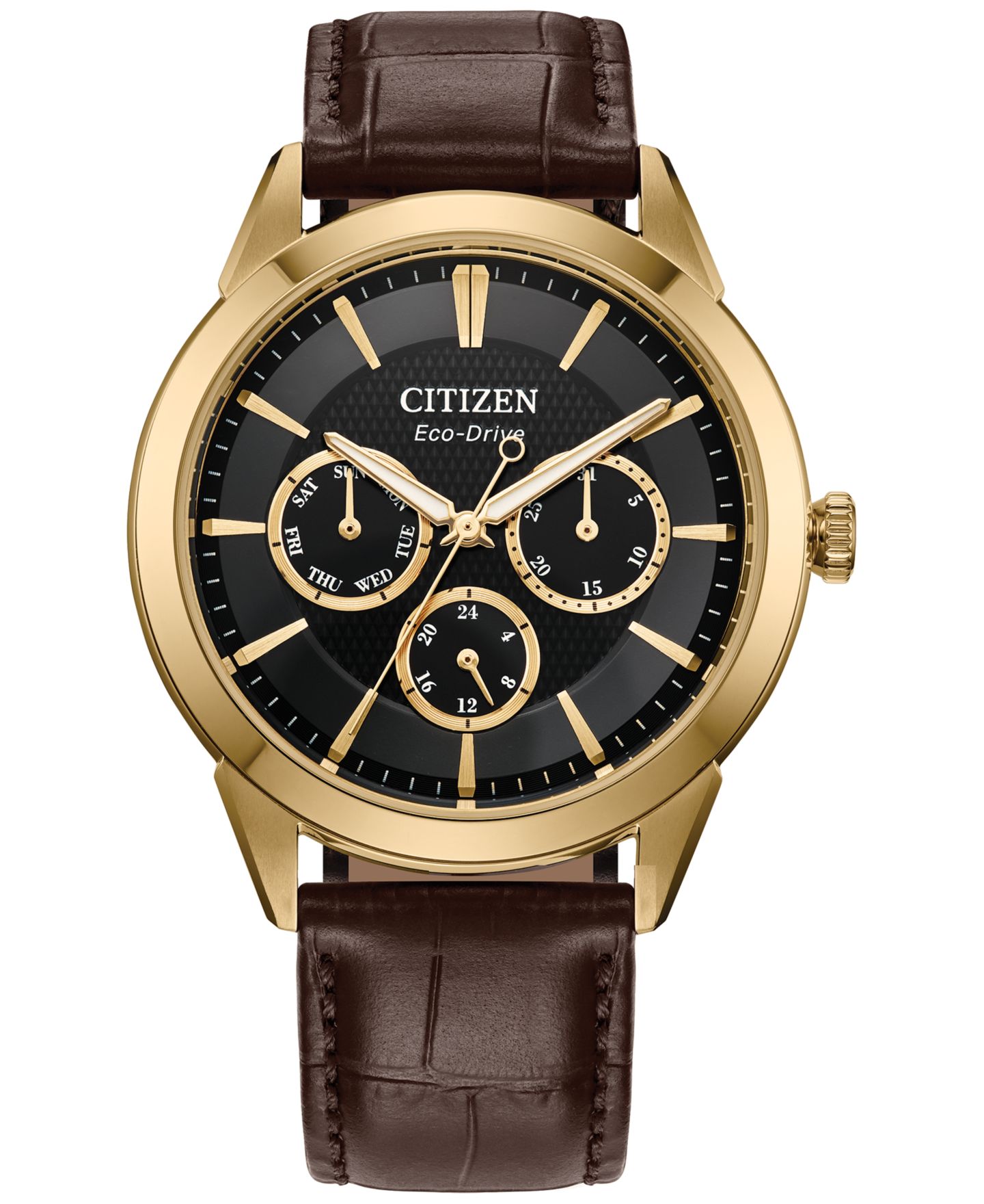 Мужские часы Citizen Eco-Drive Rolan Brown Leather Strap Watch 40mm — фото 1