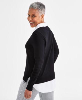 Women's Long Sleeve Twofer Sweater, Created for Macy's