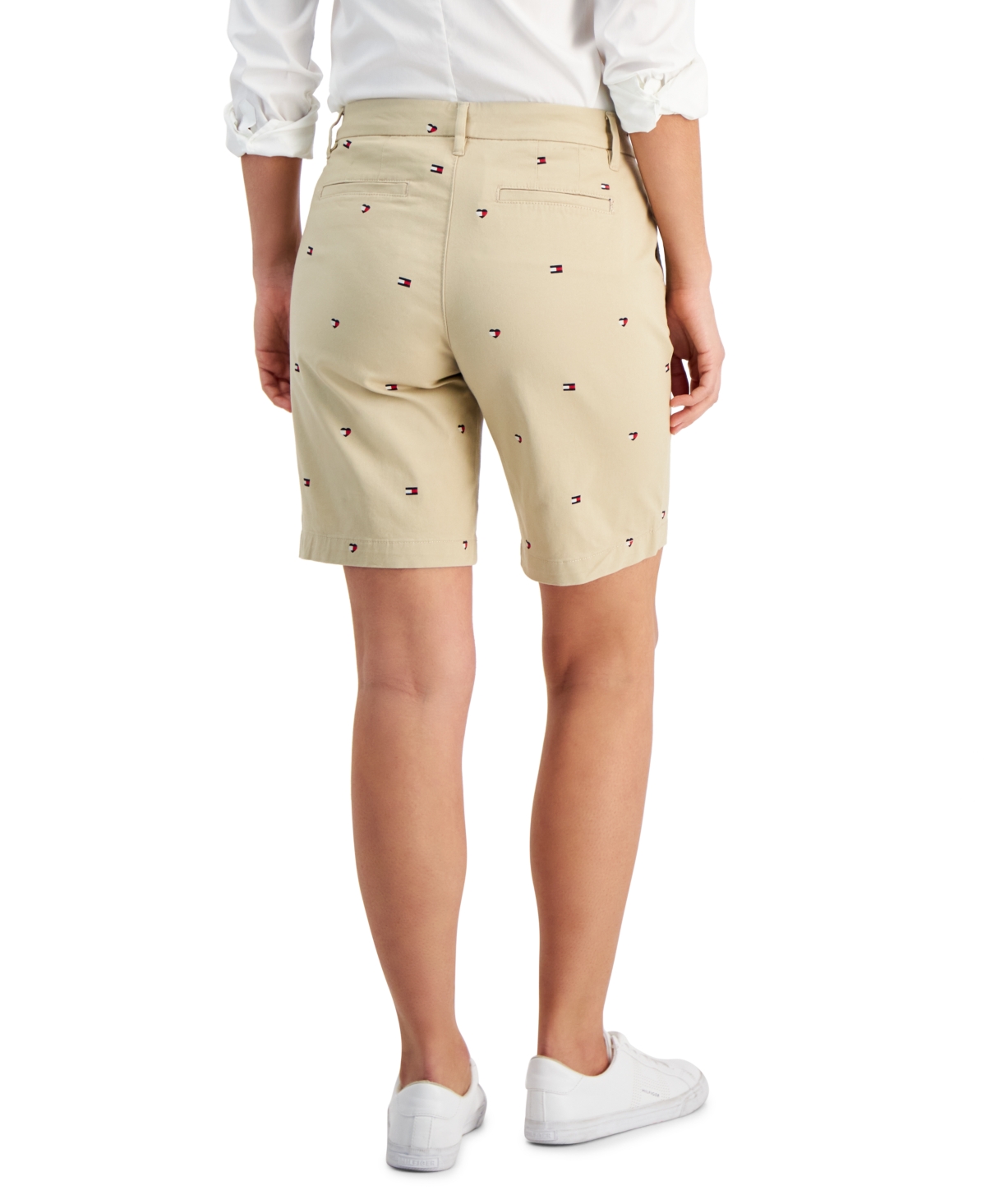 Shop Tommy Hilfiger Women's 9" Cotton Bermuda Shorts In Khaki Multi