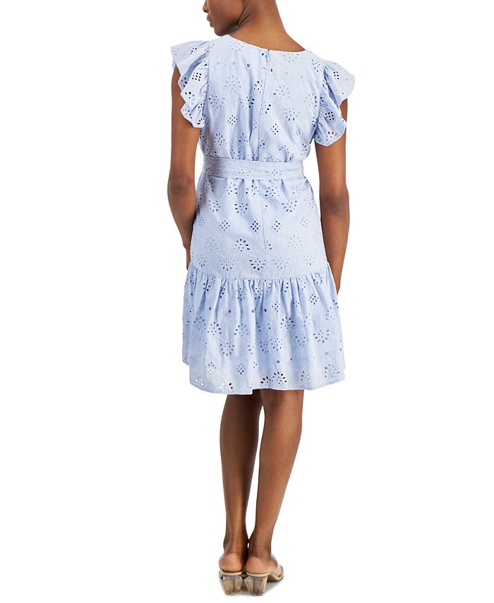 Sam Edelman Same Edelman Women's Eyelet Ruffled Belted Tiered Dress ...