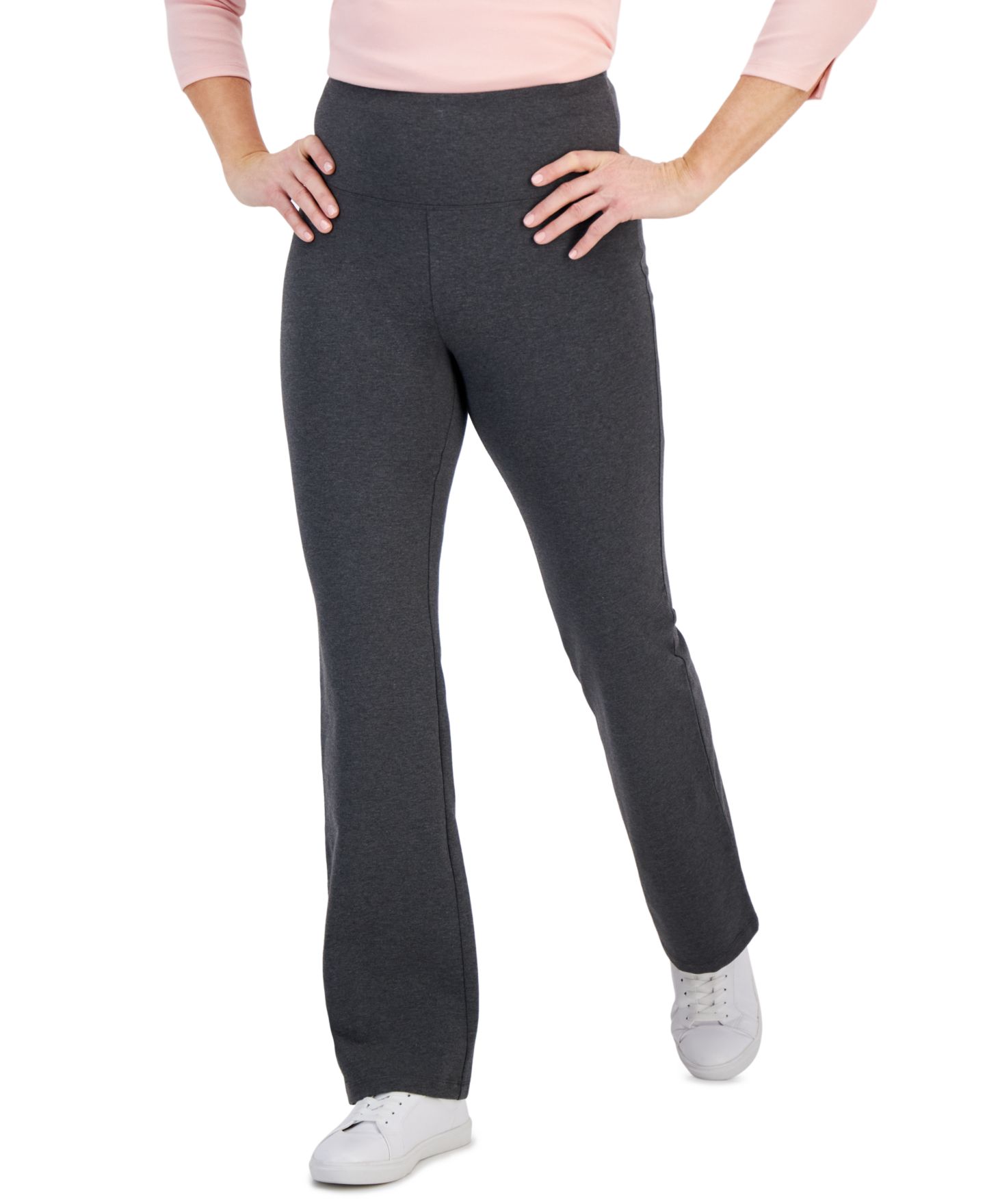 Женские леггинсы Style & Co Petite High-Rise Bootcut, цвет: Угольный меланжевый — фото 1
