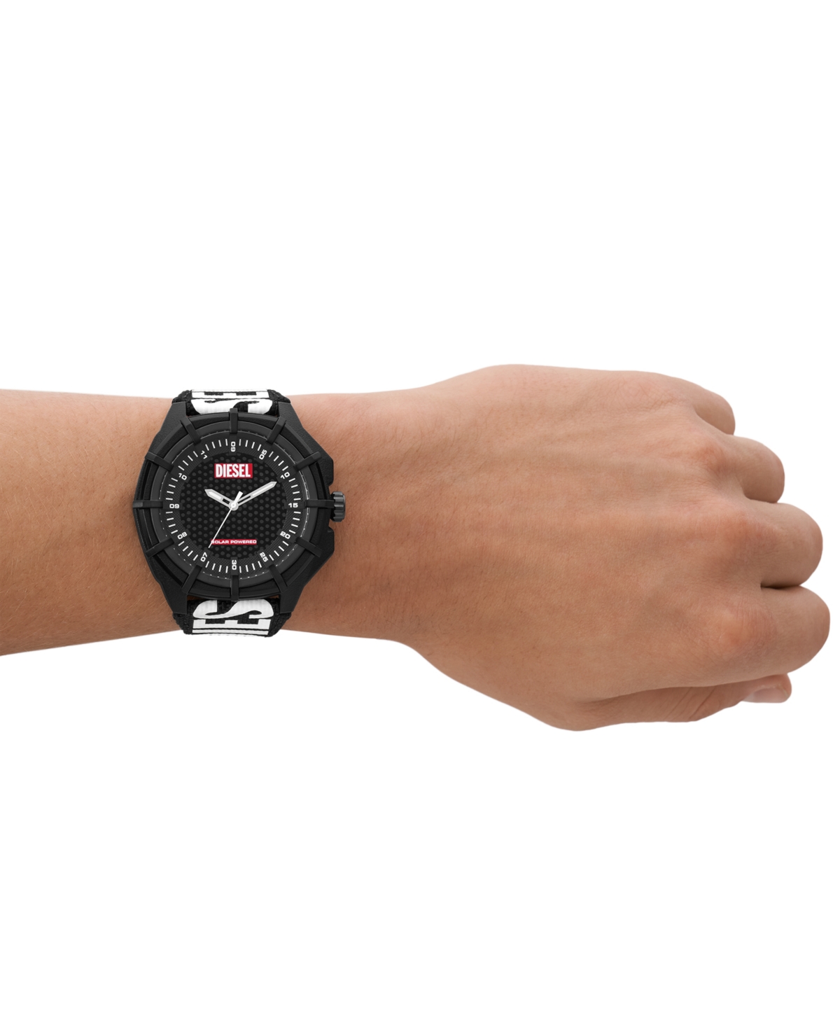 Shop Diesel Men's Framed Solar Three Hand Black Pro-planet Textile Watch 51mm