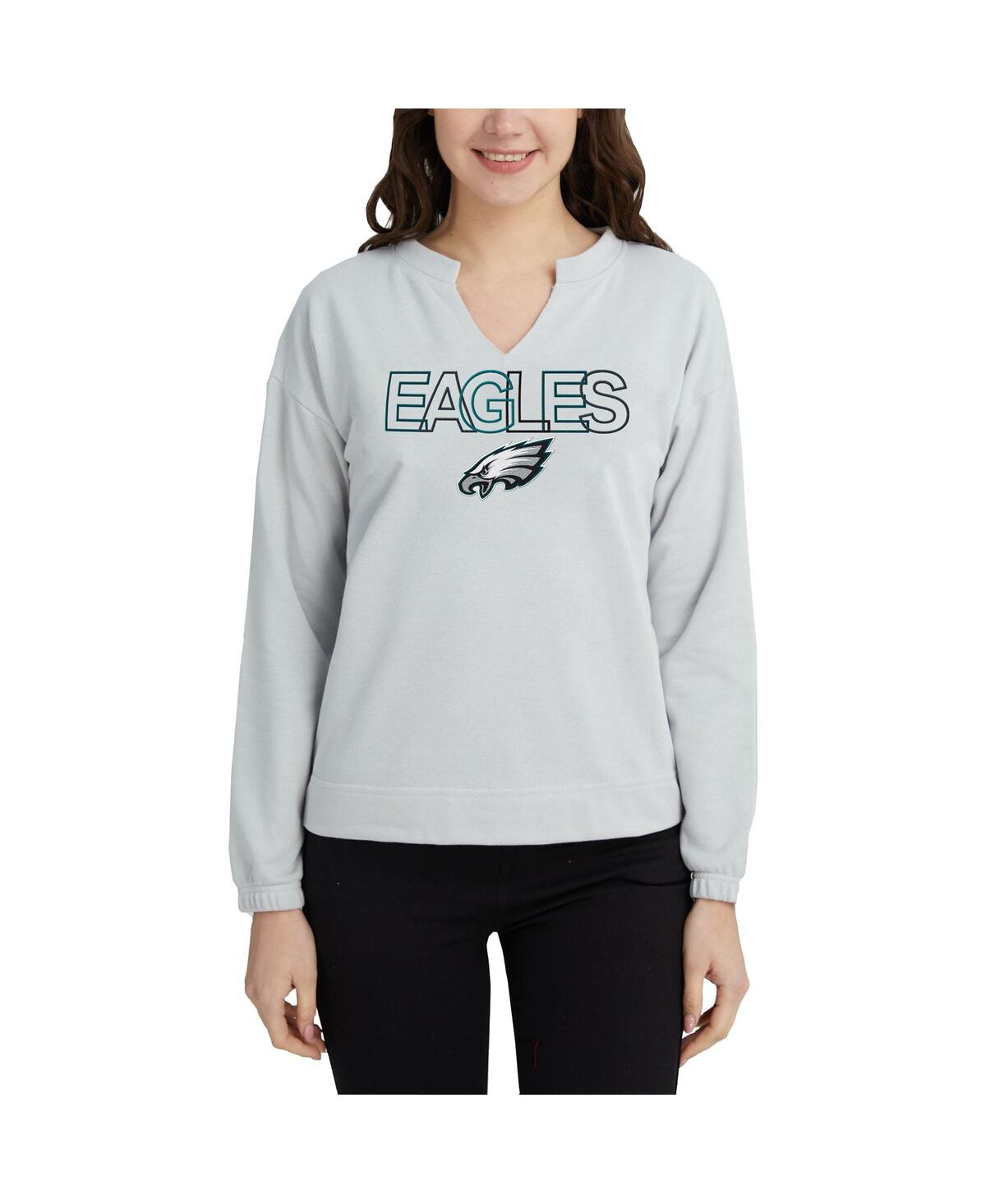 Women's Concepts Sport Gray Philadelphia Eagles Sunray Notch Neck Long Sleeve T-shirt - Gray