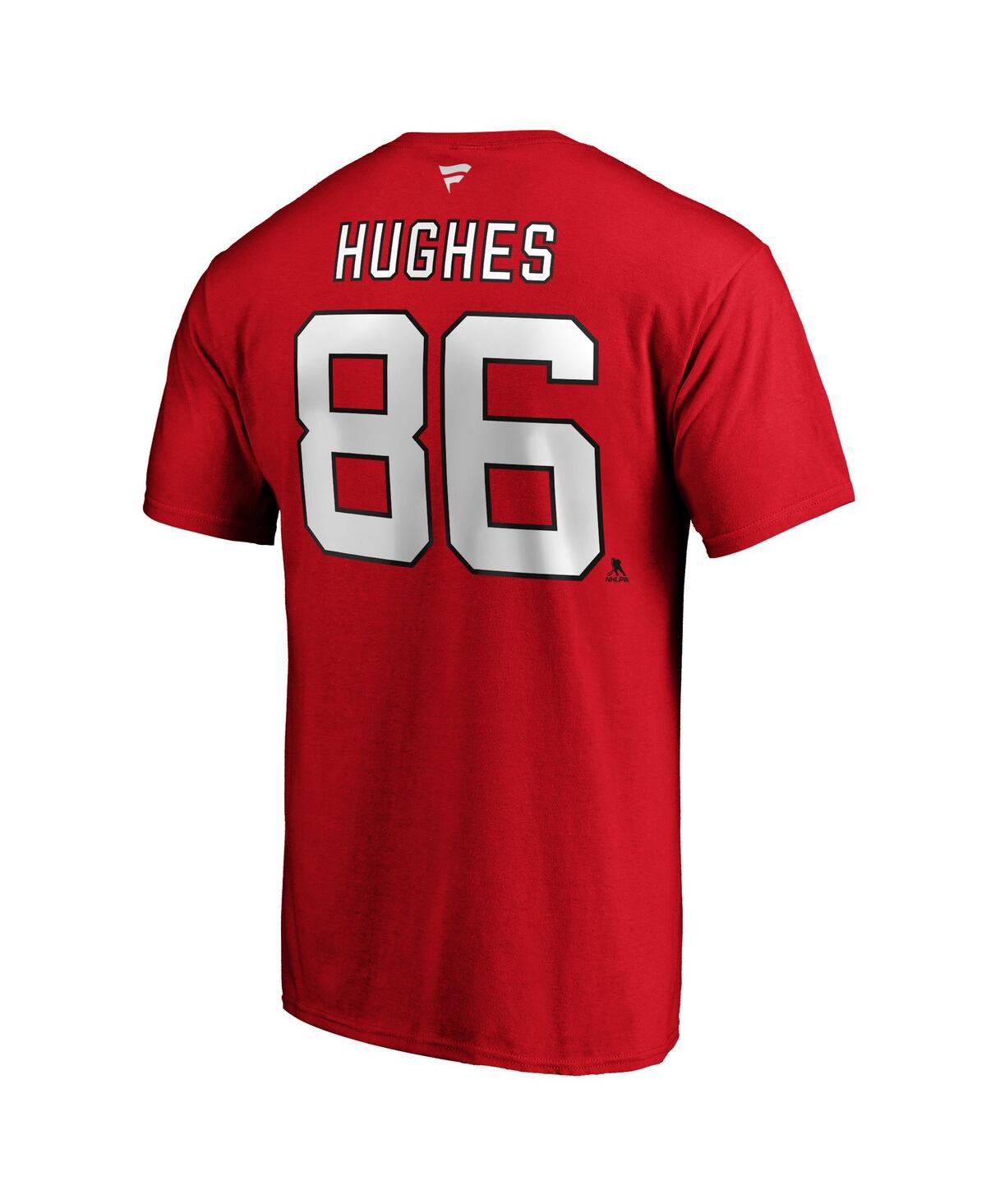 Men's Fanatics Jack HughesNew Jersey Devils Big and Tall Name and Number T-shirt - Red