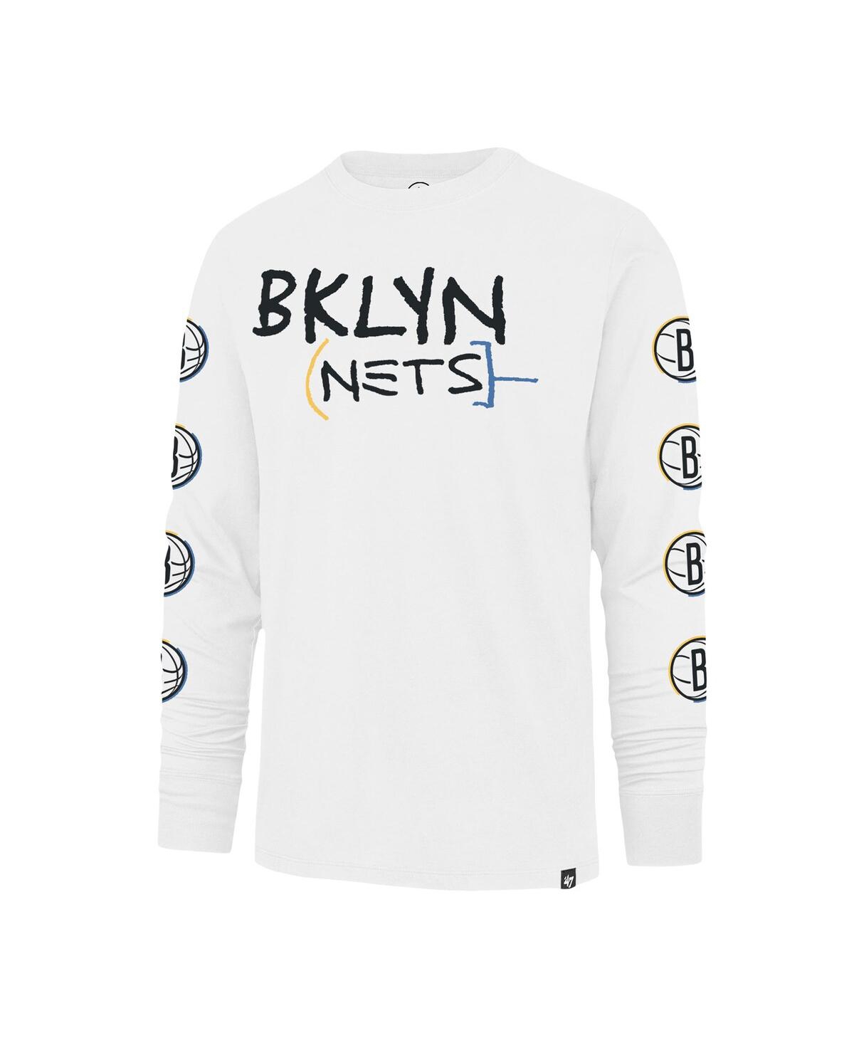 Men's '47 BrandBrooklyn Nets City Edition Downtown Franklin Long Sleeve T-shirt - White
