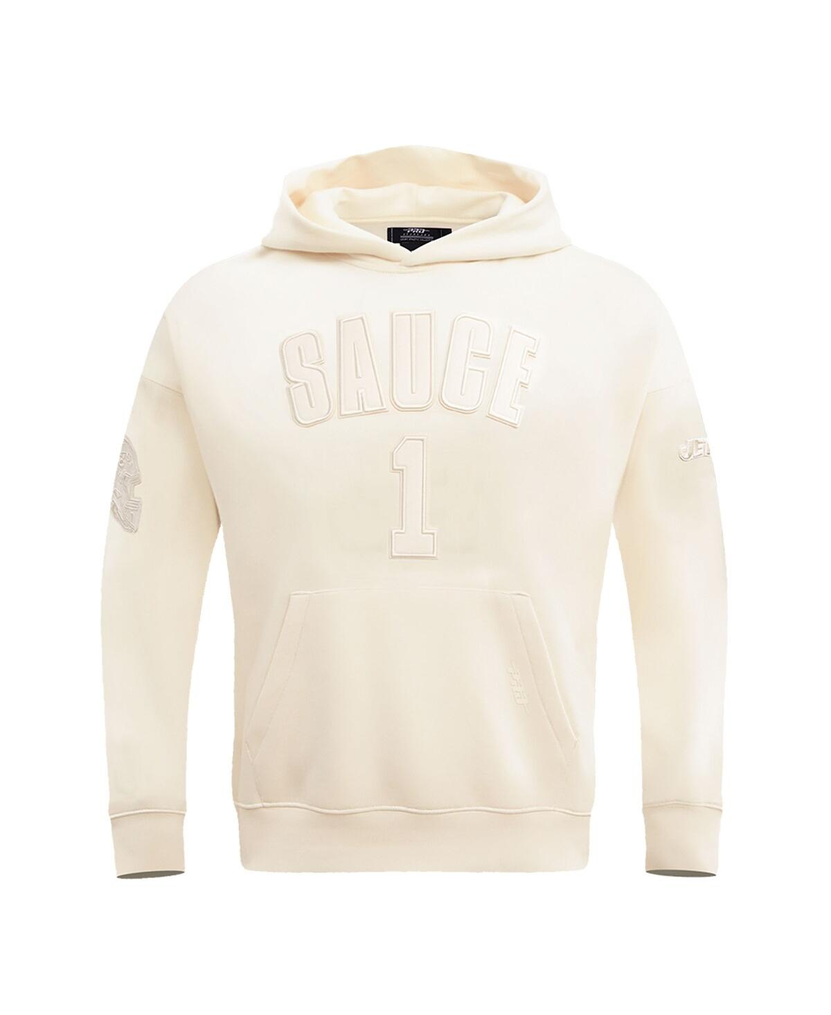 Shop Pro Standard Men's  Ahmad Sauce Gardner Cream New York Jets Player Name And Number Pullover Hoodie