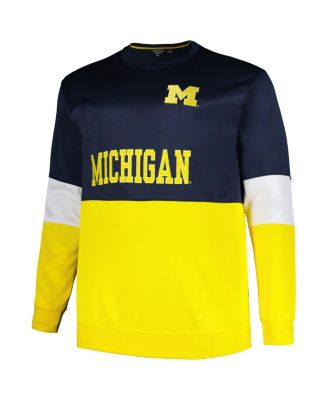 Men's Navy Michigan Wolverines Big and Tall Fleece Pullover Sweatshirt