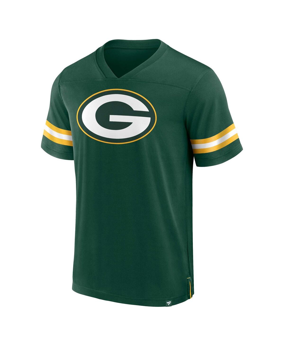 Shop Fanatics Men's  Green Green Bay Packers Jersey Tackle V-neck T-shirt