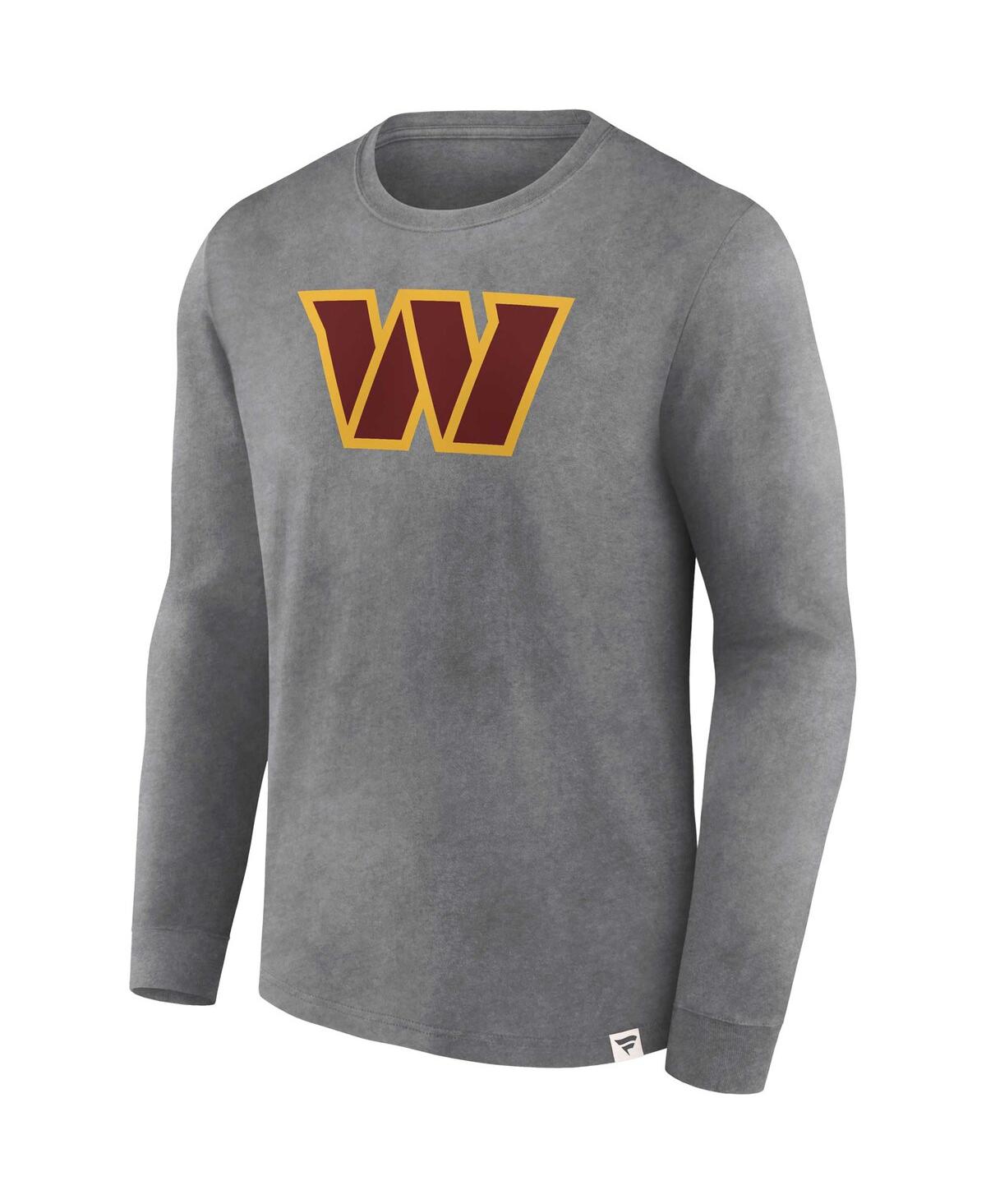 Men's FanaticsDistressed Washington Commanders Washed Primary Long Sleeve T-shirt - Heather Charcoal