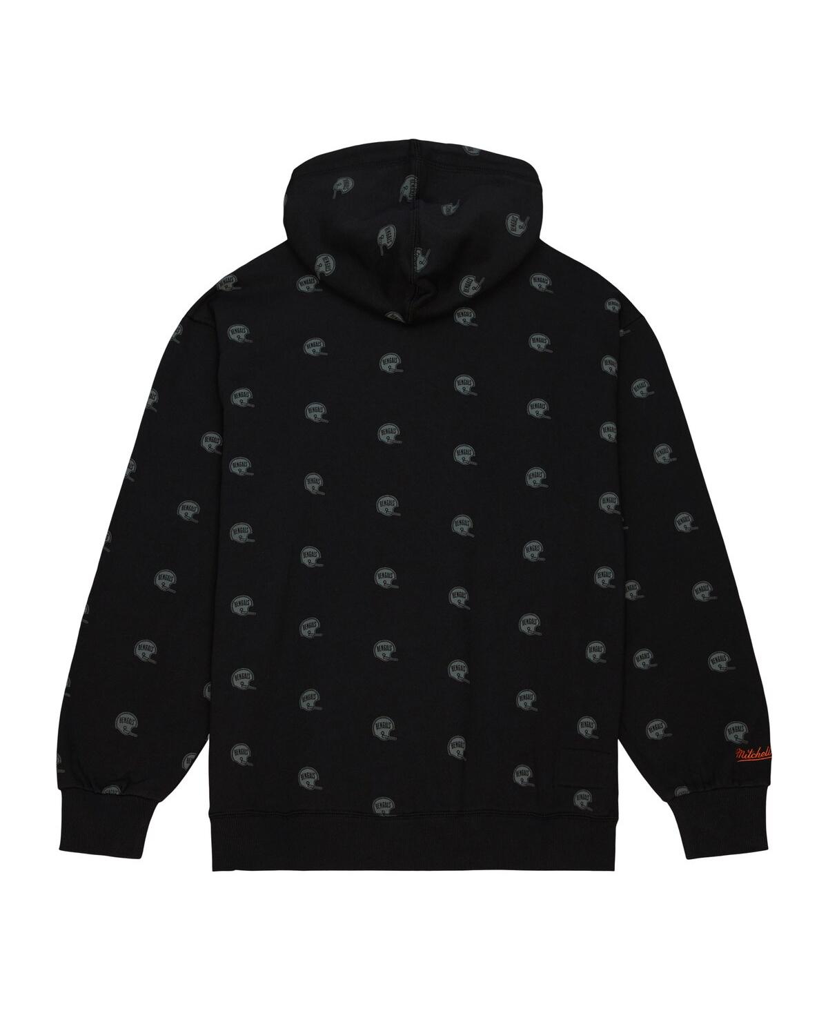 Men's Mitchell & NessCincinnati Bengals Allover Print Fleece Pullover Hoodie - Black