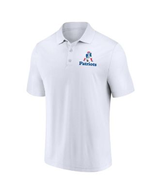 Men's White, Royal Distressed New England Patriots Throwback Two-Pack Polo Shirt Set